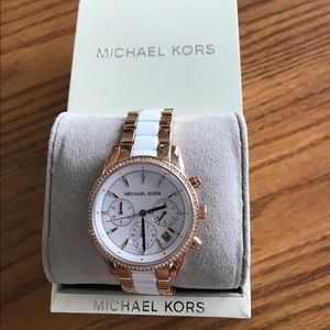 Michael Kors gold and white watch